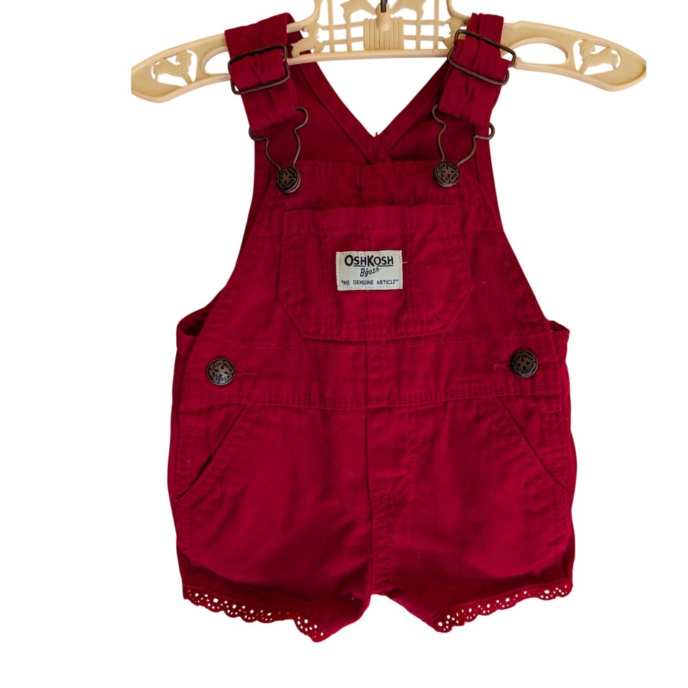 OshKosh B'gosh Shortalls Baby Girl 3M Cottagecore Americana Eyelet Lace Classic